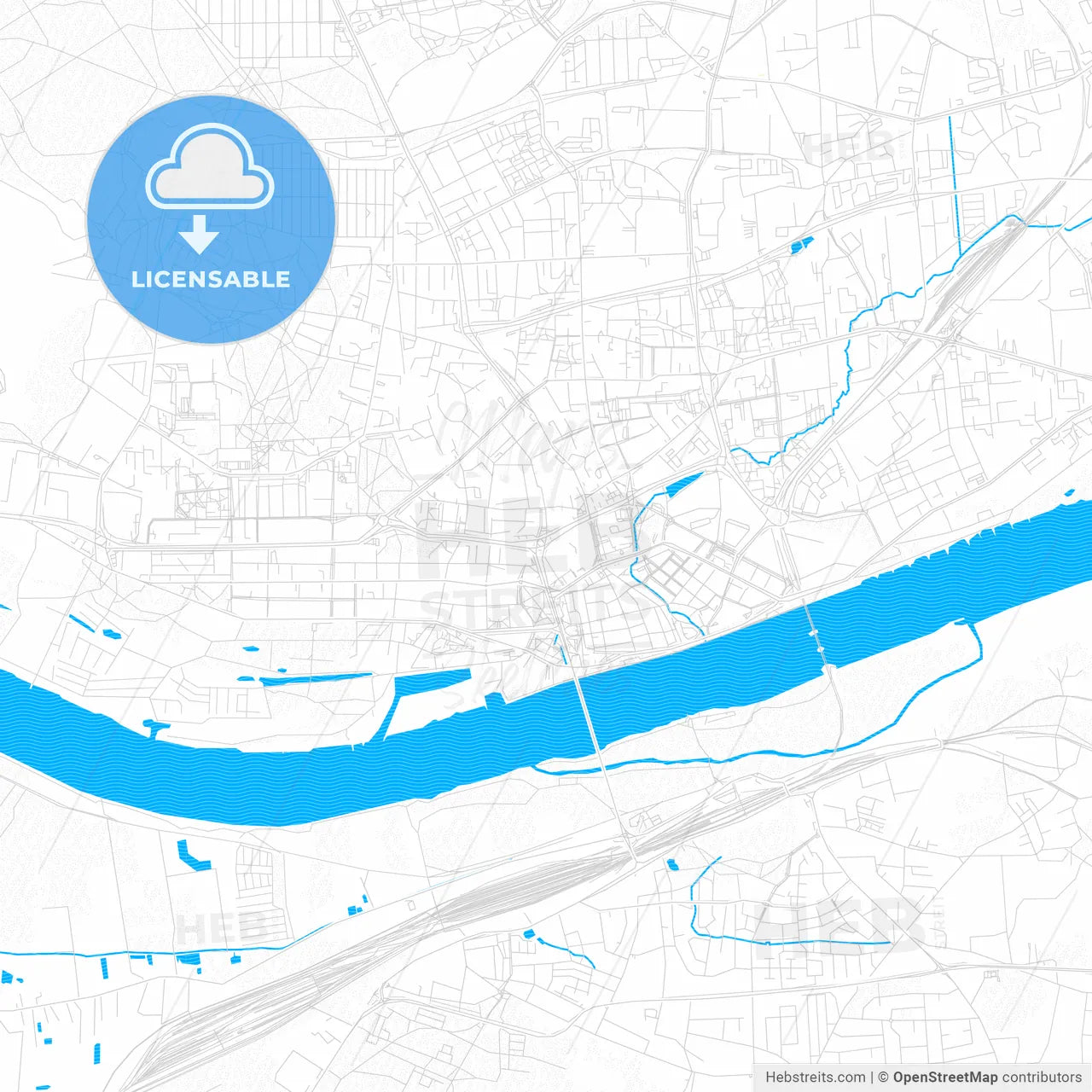 Toruń, Poland PDF vector map with water in focus