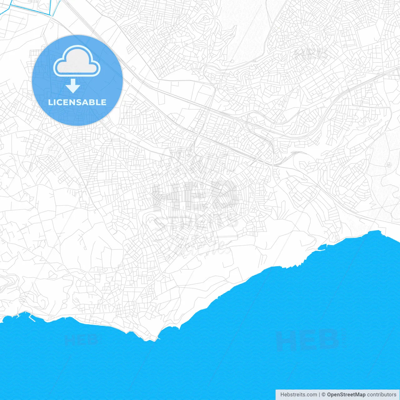 Darıca, Turkey PDF vector map with water in focus
