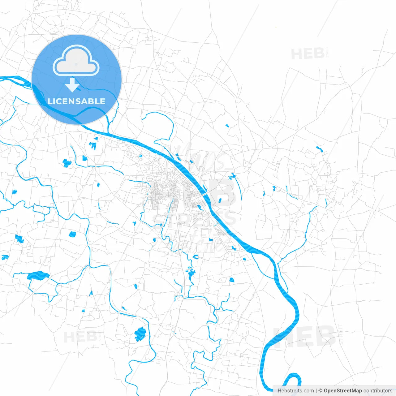 Mymensingh, Bangladesh PDF vector map with water in focus