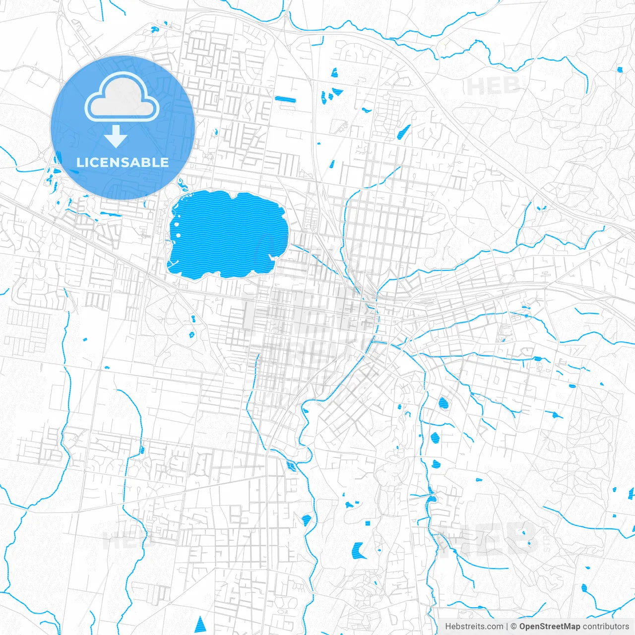 Ballarat, Australia PDF vector map with water in focus