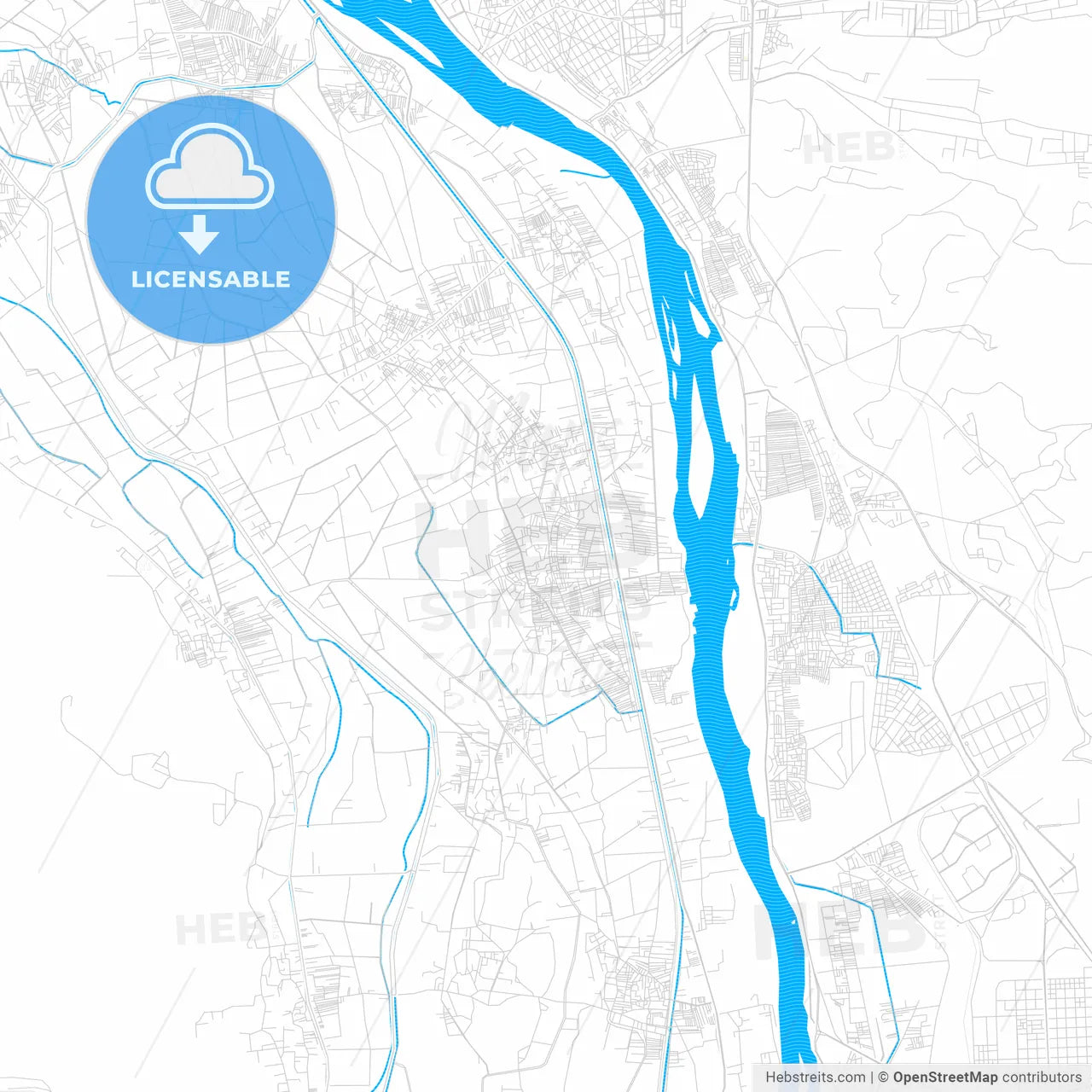 Al Hawamidiyah, Egypt PDF vector map with water in focus