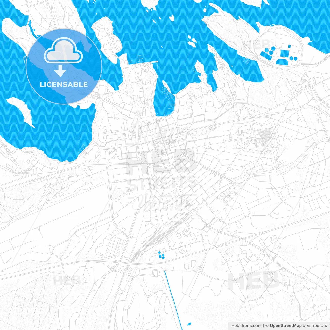 Lappeenranta, Finland PDF vector map with water in focus