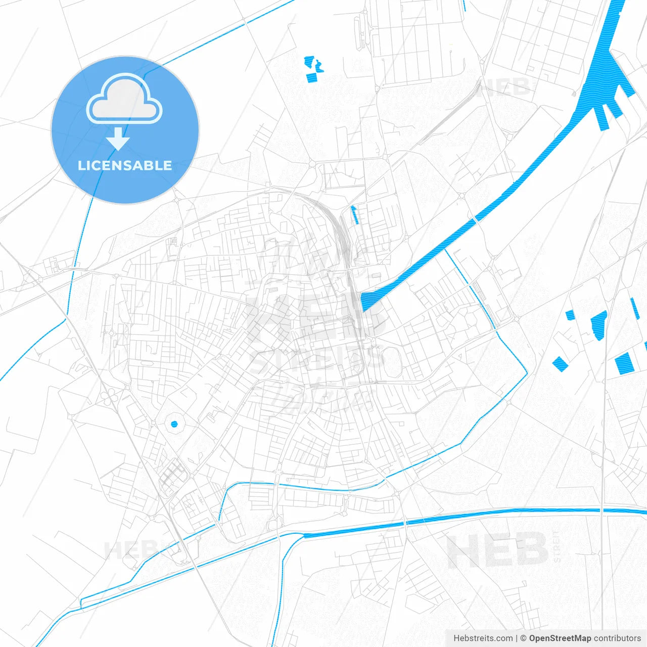 Ravenna, Italy PDF vector map with water in focus