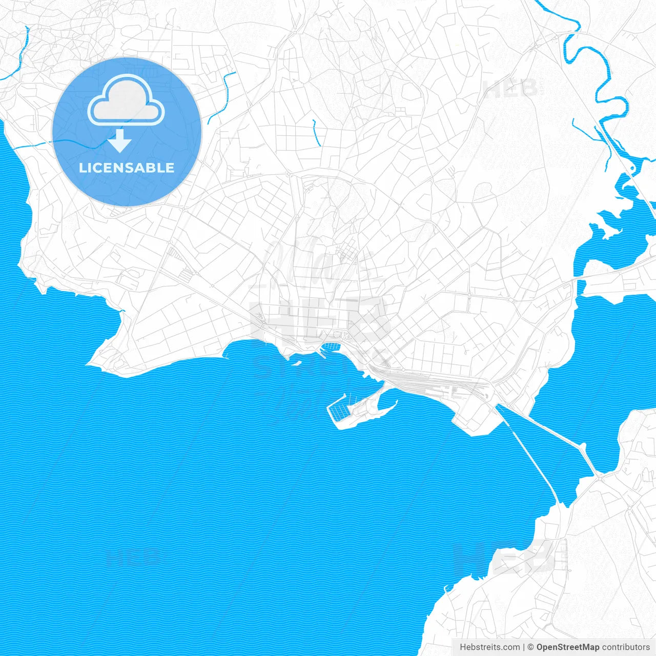 Hamar, Norway PDF vector map with water in focus