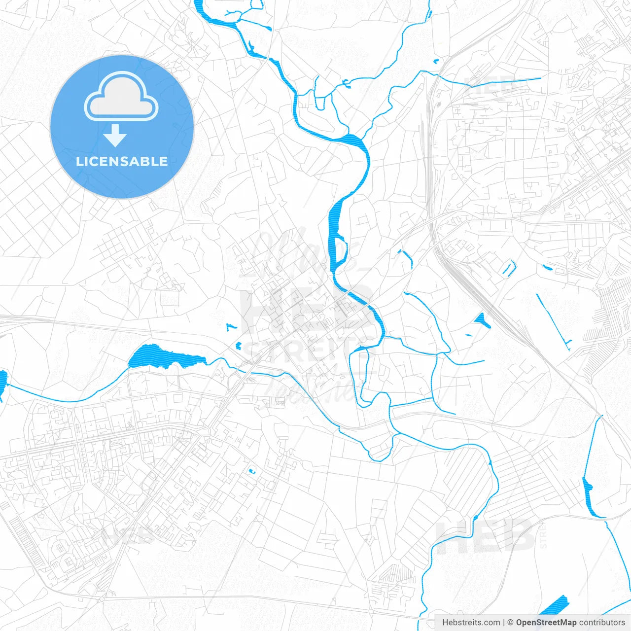 Stary Oskol, Russia PDF vector map with water in focus