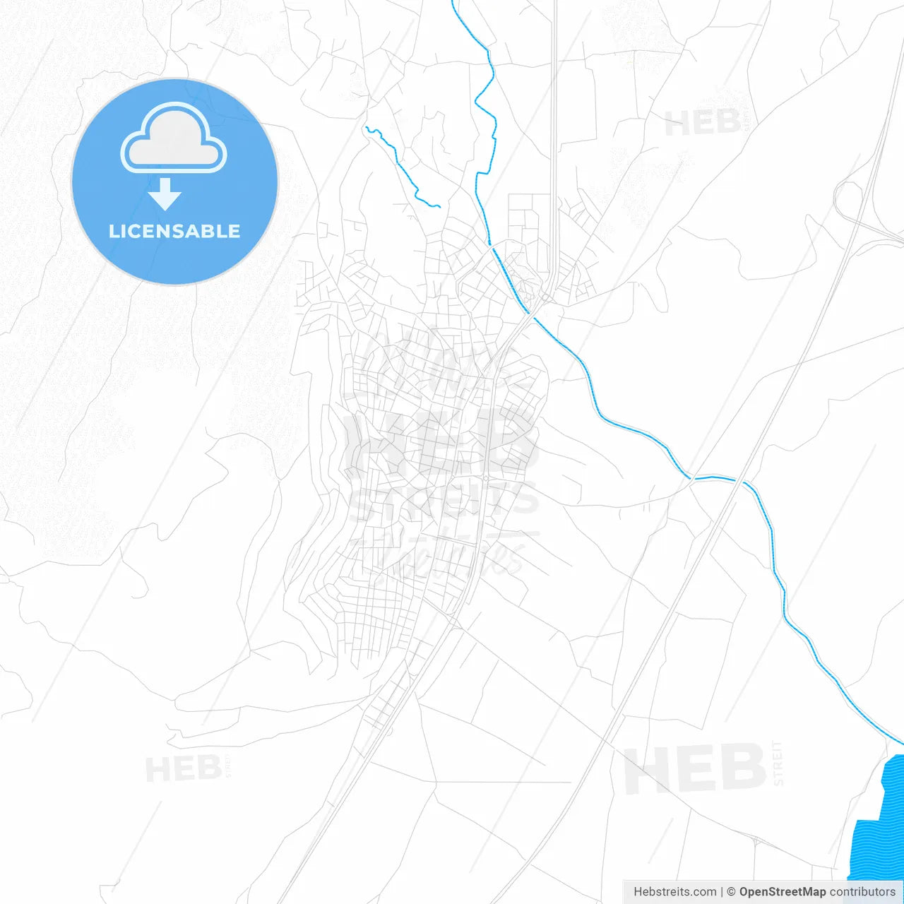 Orhangazi, Turkey PDF vector map with water in focus