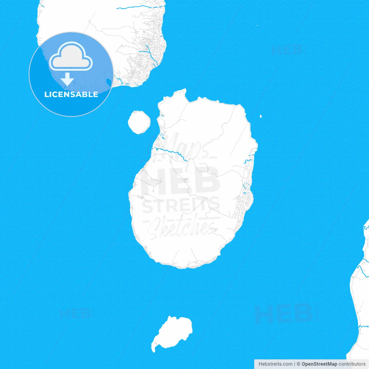 Tidore, Indonesia PDF vector map with water in focus