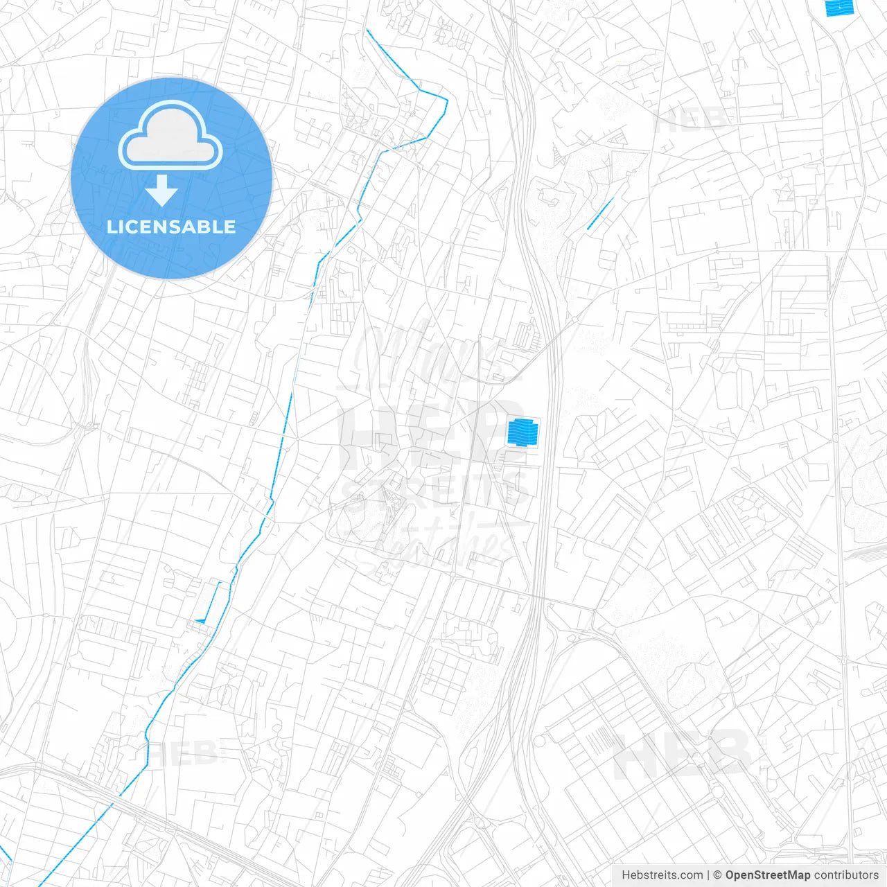L Haÿ-les-Roses, France PDF vector map with water in focus