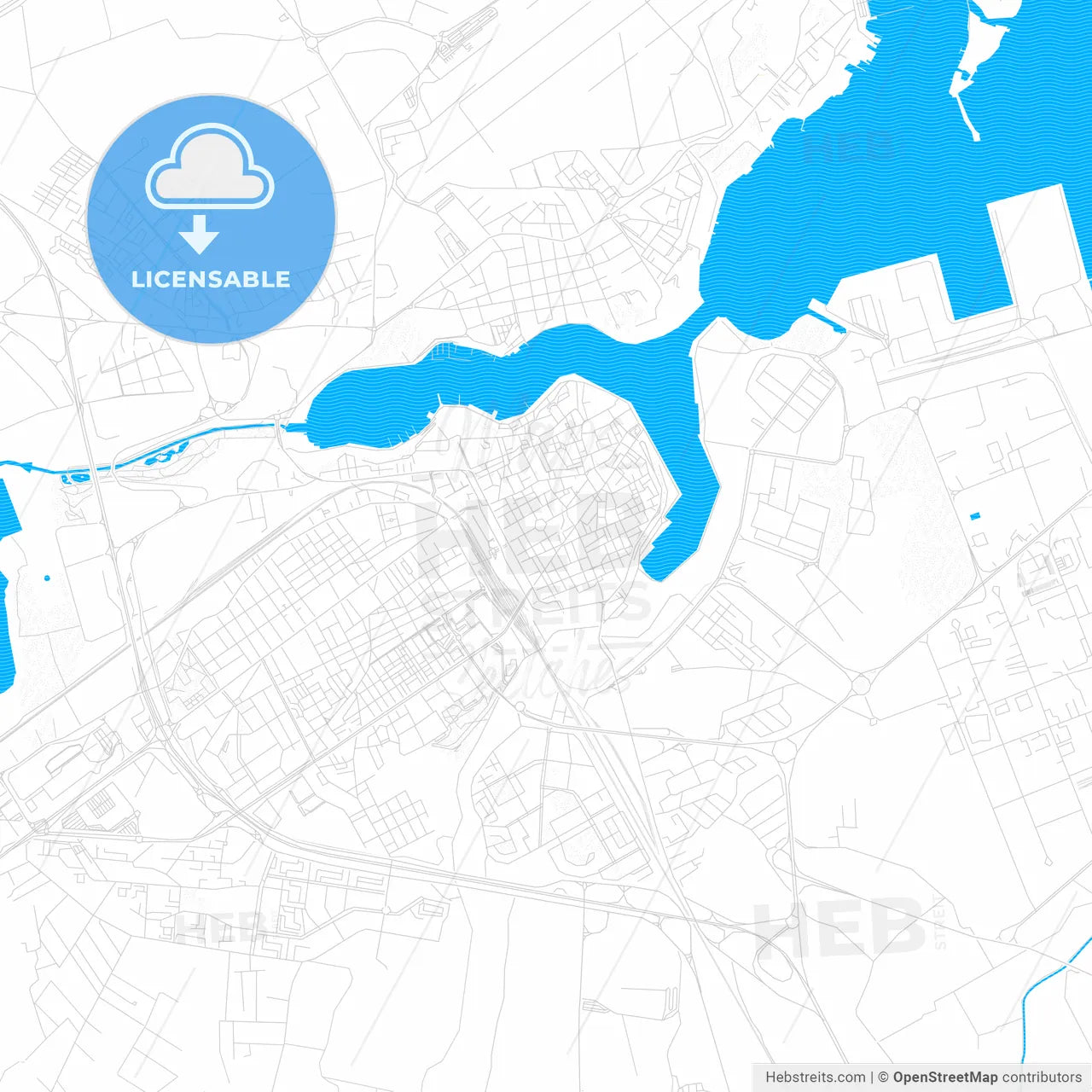 Brindisi, Italy PDF vector map with water in focus