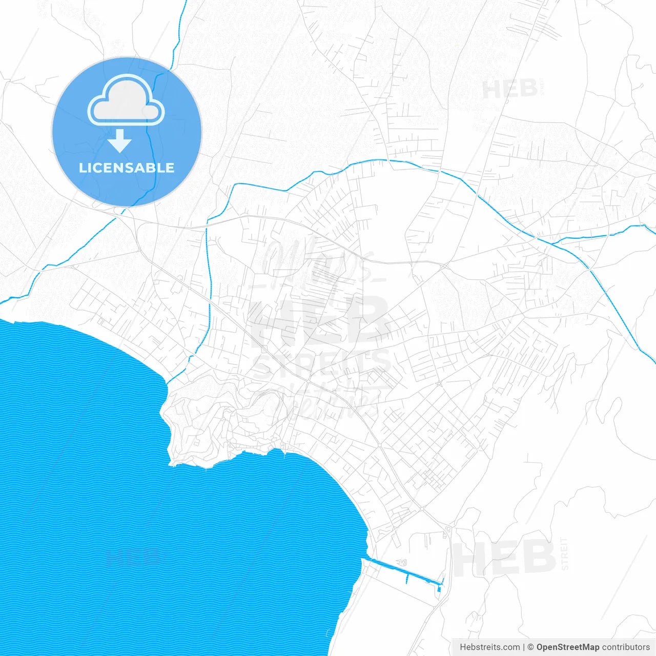 Ohrid, North Macedonia PDF vector map with water in focus
