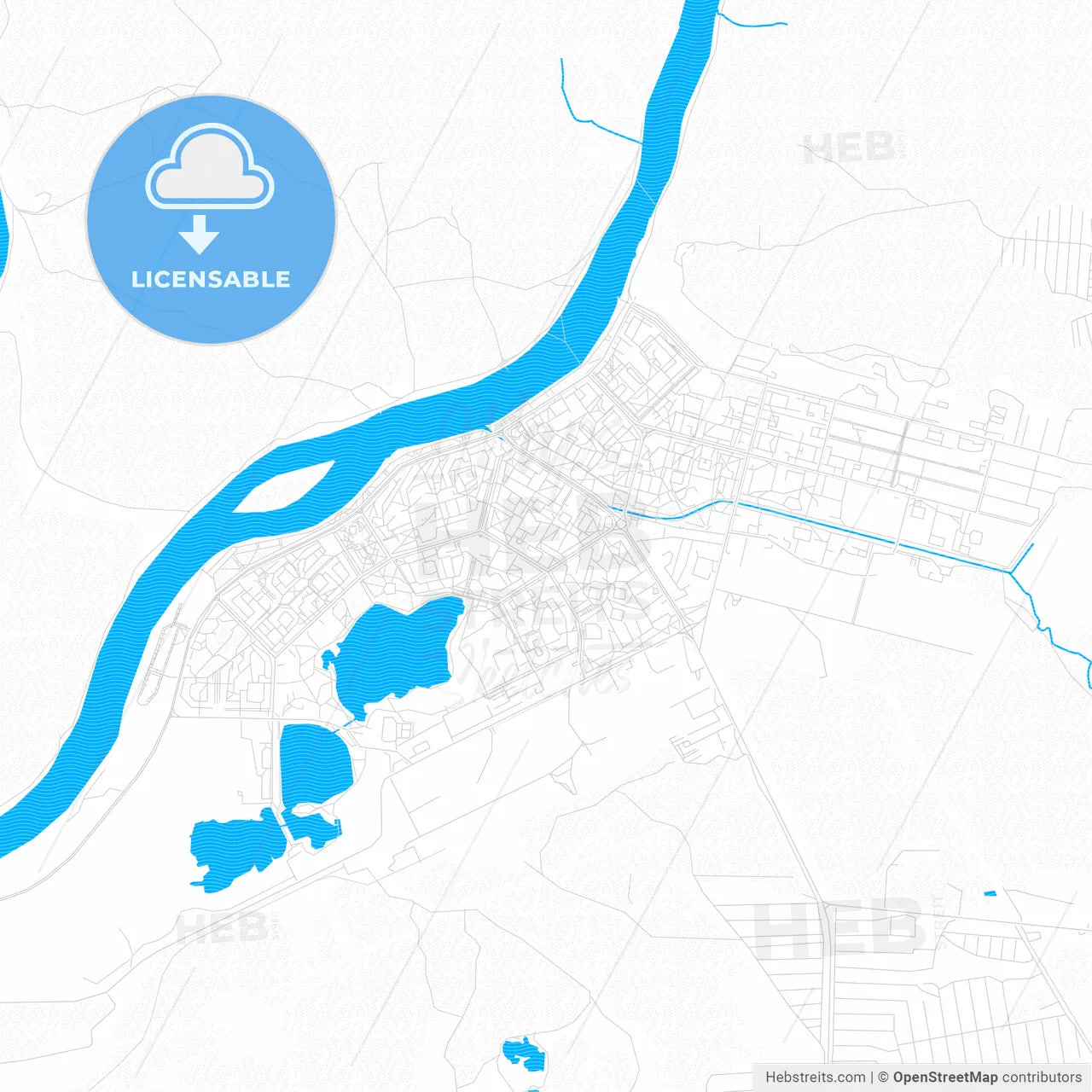 Zelenogorsk, Russia PDF vector map with water in focus
