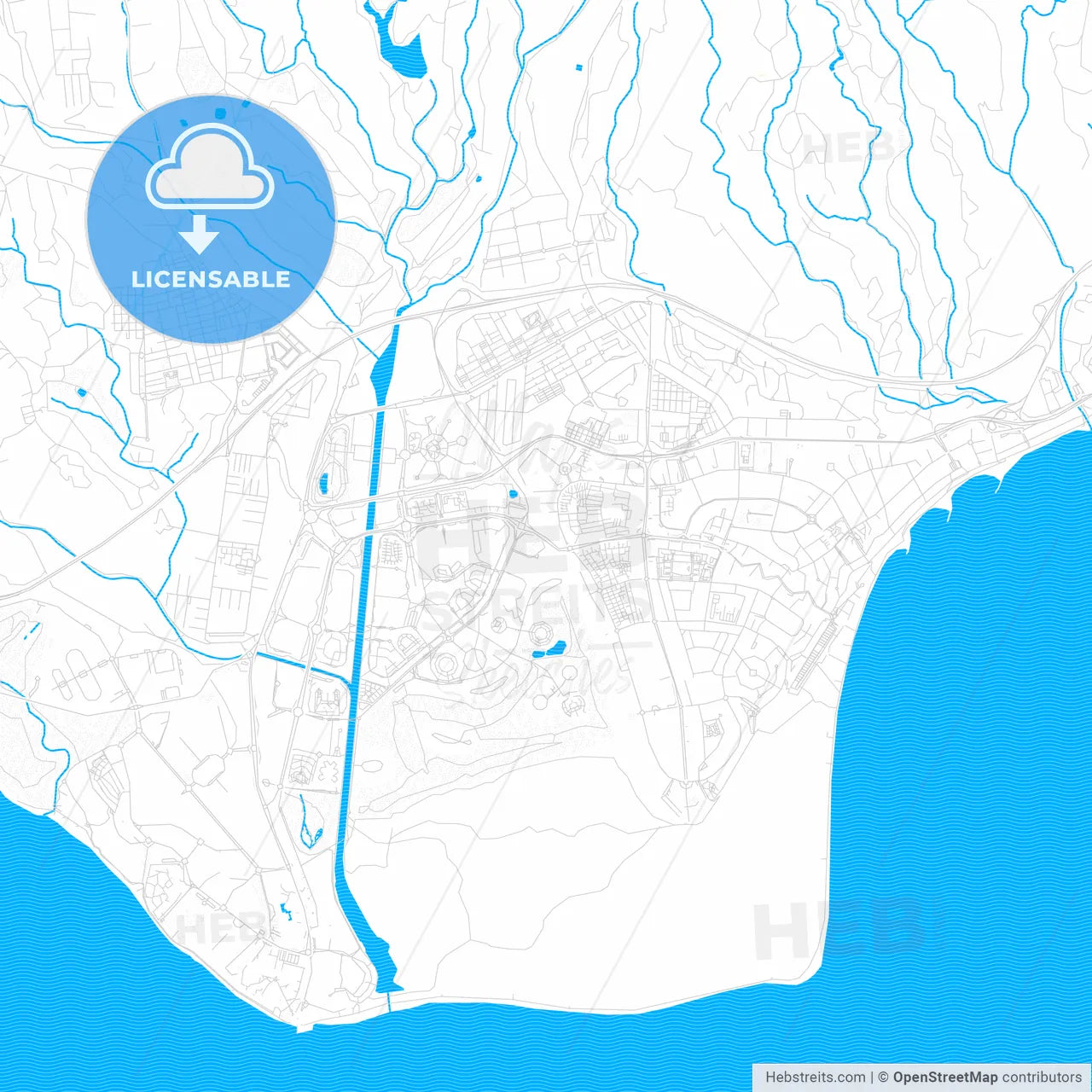 Maspalomas, Spain PDF vector map with water in focus