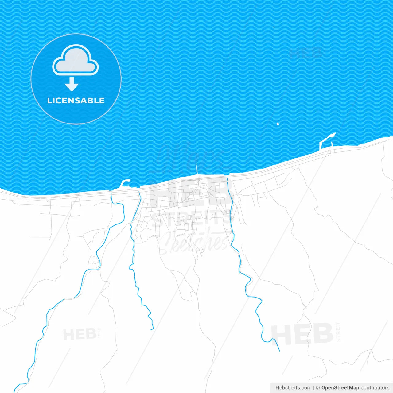 Bulancak, Turkey PDF vector map with water in focus