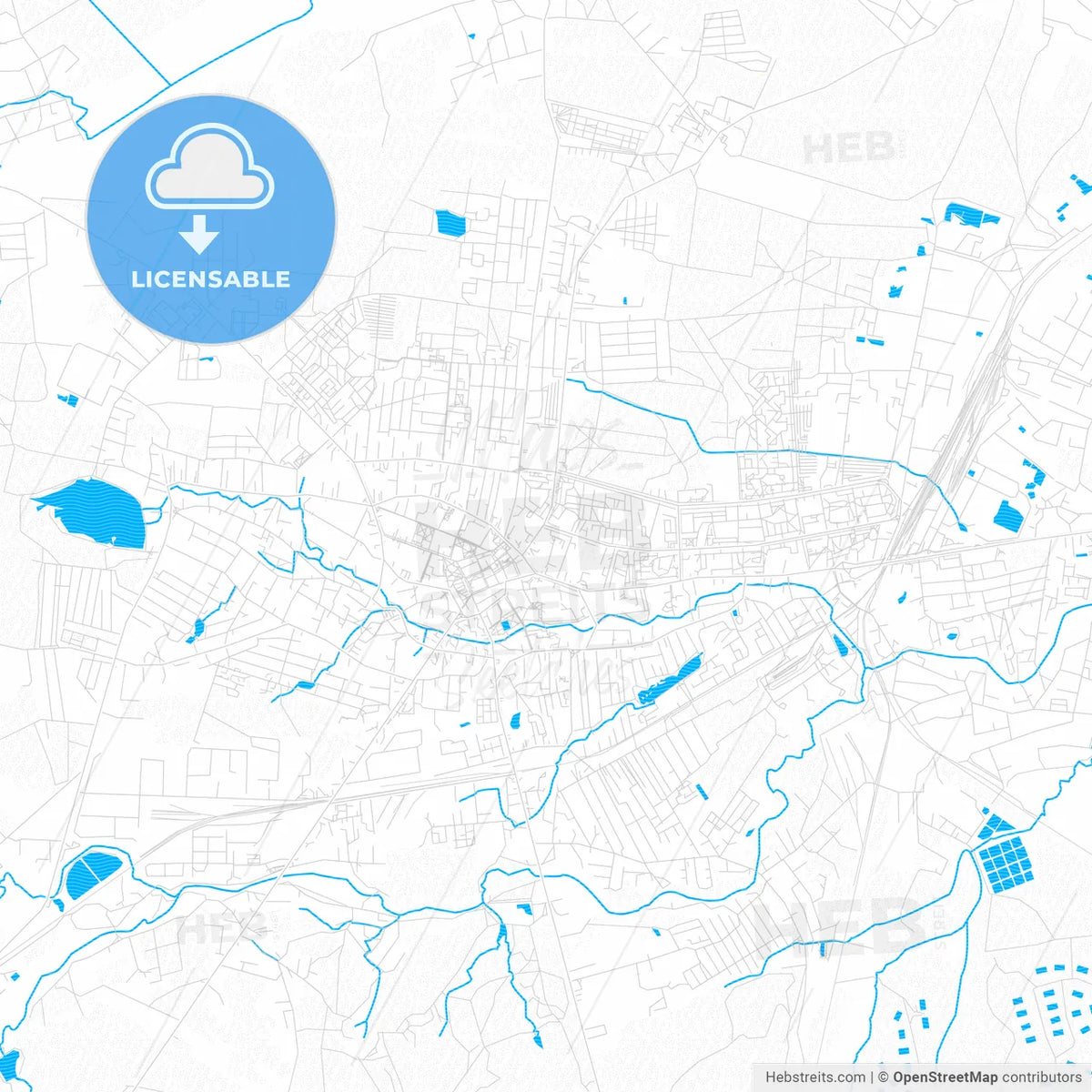 Drohobych, Ukraine PDF vector map with water in focus