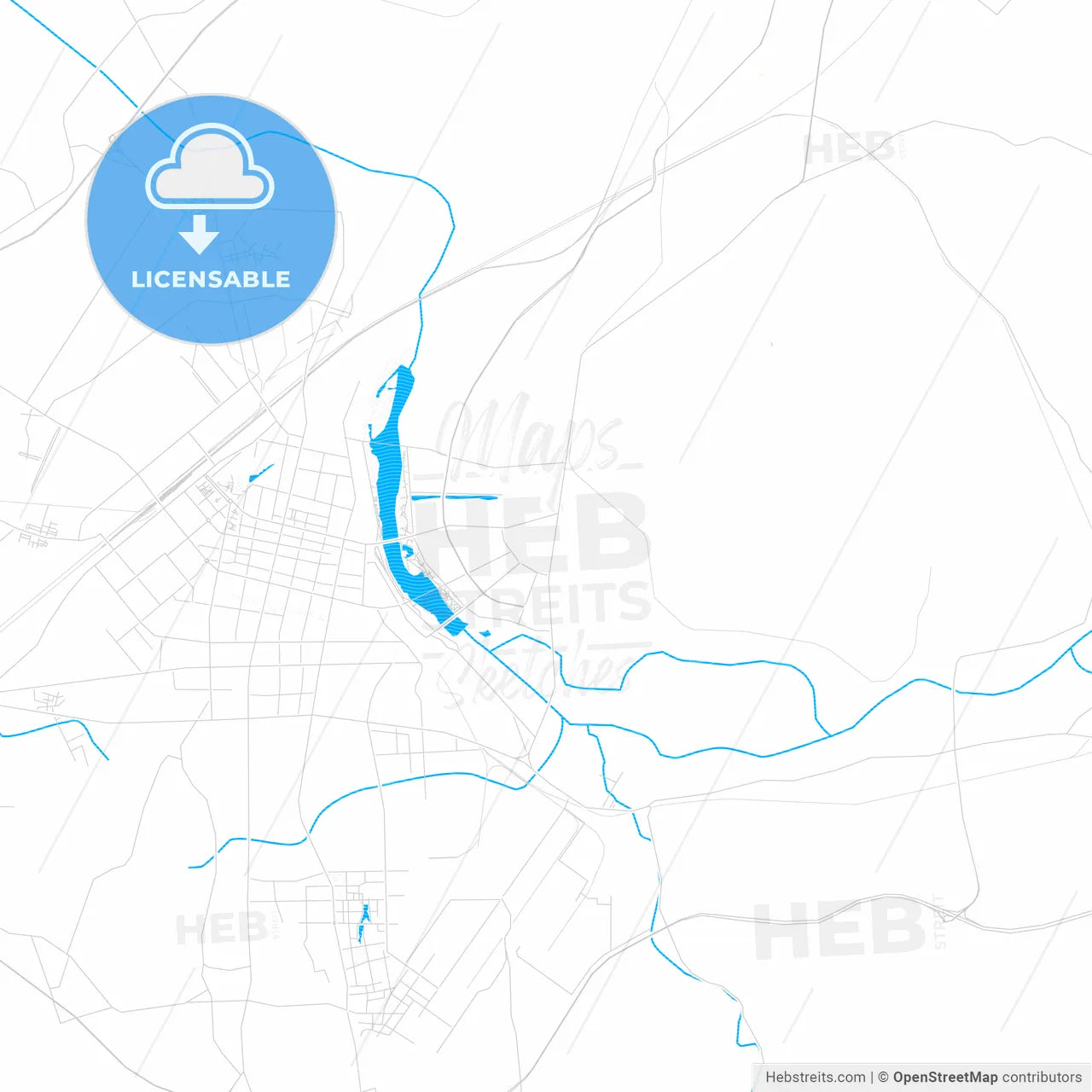 Liaoyang, China PDF vector map with water in focus