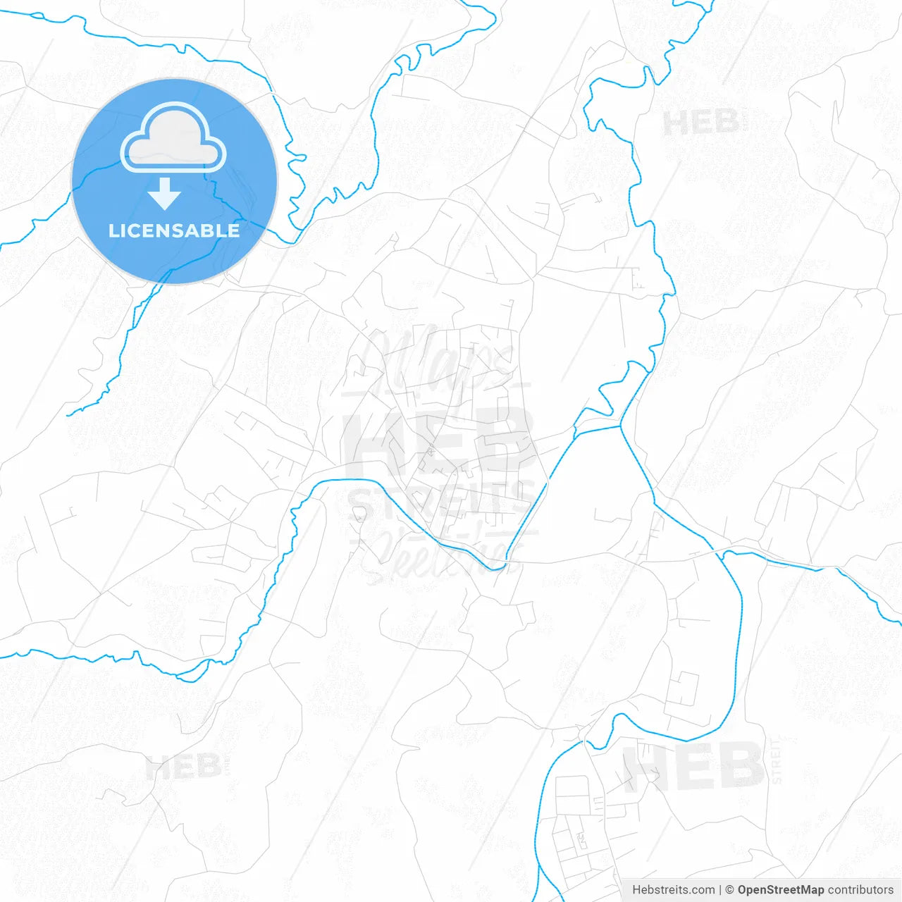 Velika Kladuša, Bosnia and Herzegovina PDF vector map with water in focus