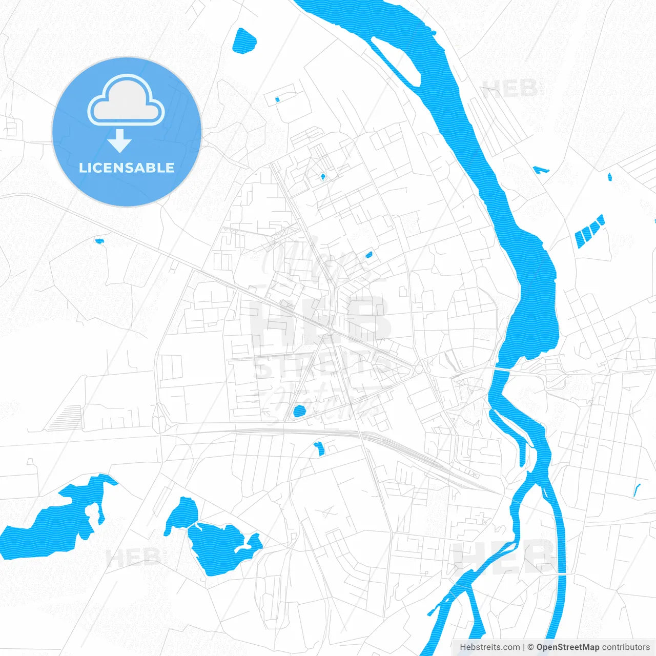 Narva, Estonia PDF vector map with water in focus