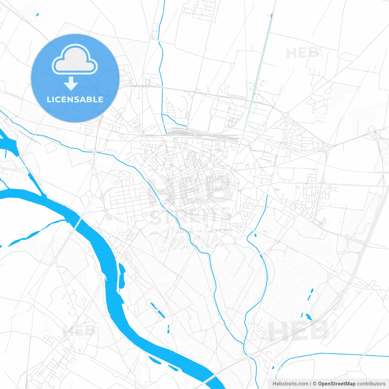 Cremona, Italy PDF vector map with water in focus