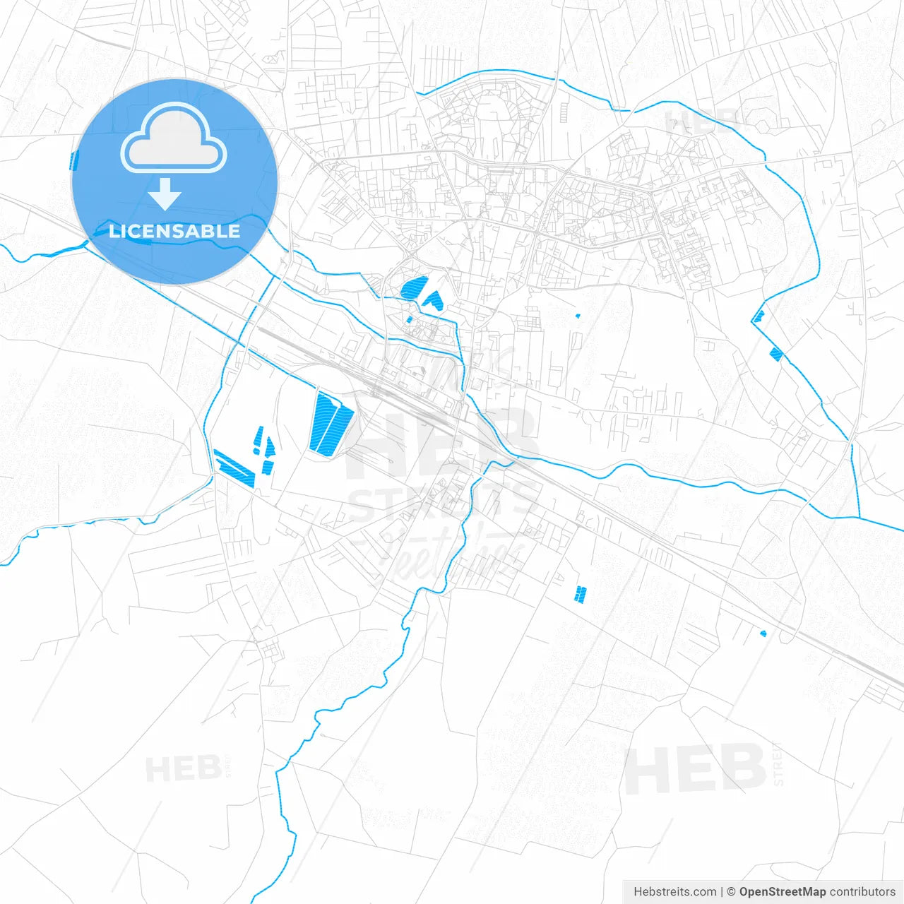 Ostrowiec Świętokrzyski, Poland PDF vector map with water in focus