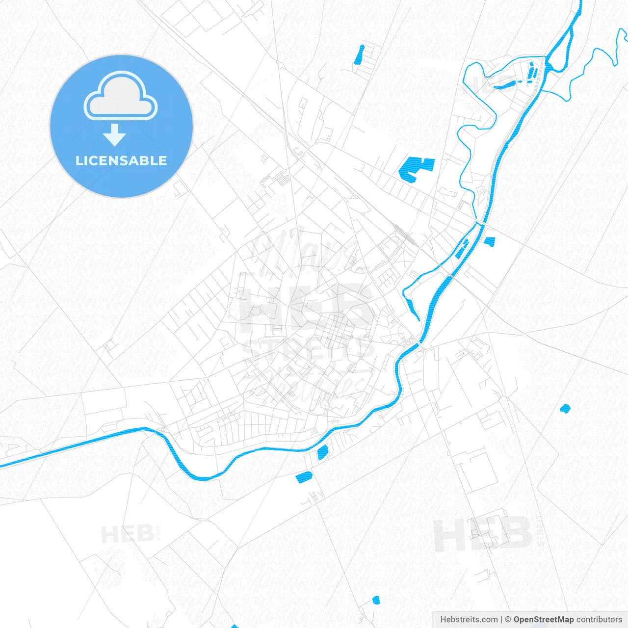 Nové Zámky, Slovakia PDF vector map with water in focus