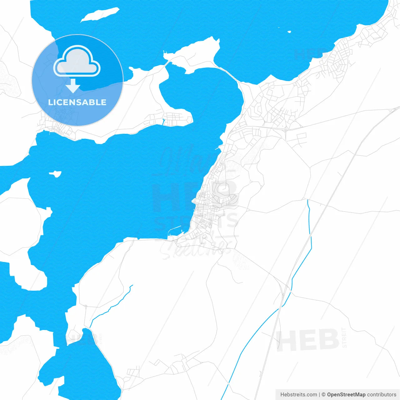 Ayvalık, Turkey PDF vector map with water in focus