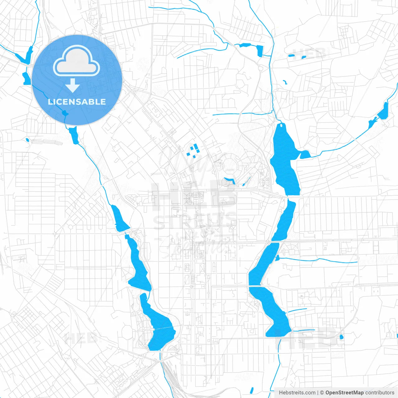Donetsk, Ukraine PDF vector map with water in focus