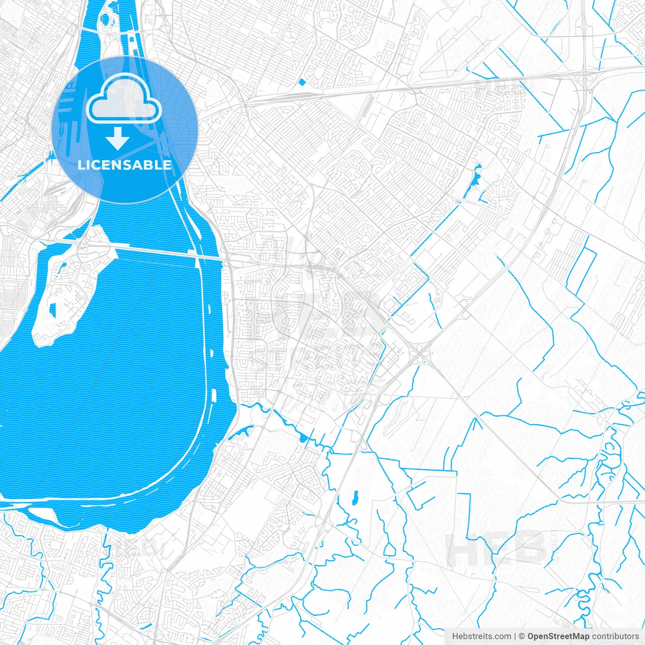 Brossard, Canada PDF vector map with water in focus