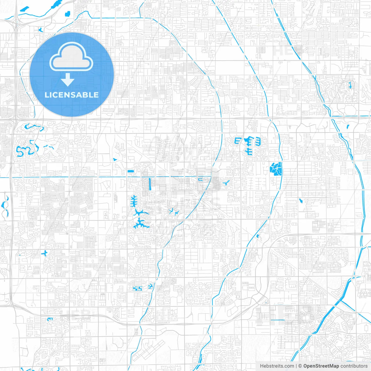 Gilbert, Arizona, United States, PDF vector map with water in focus