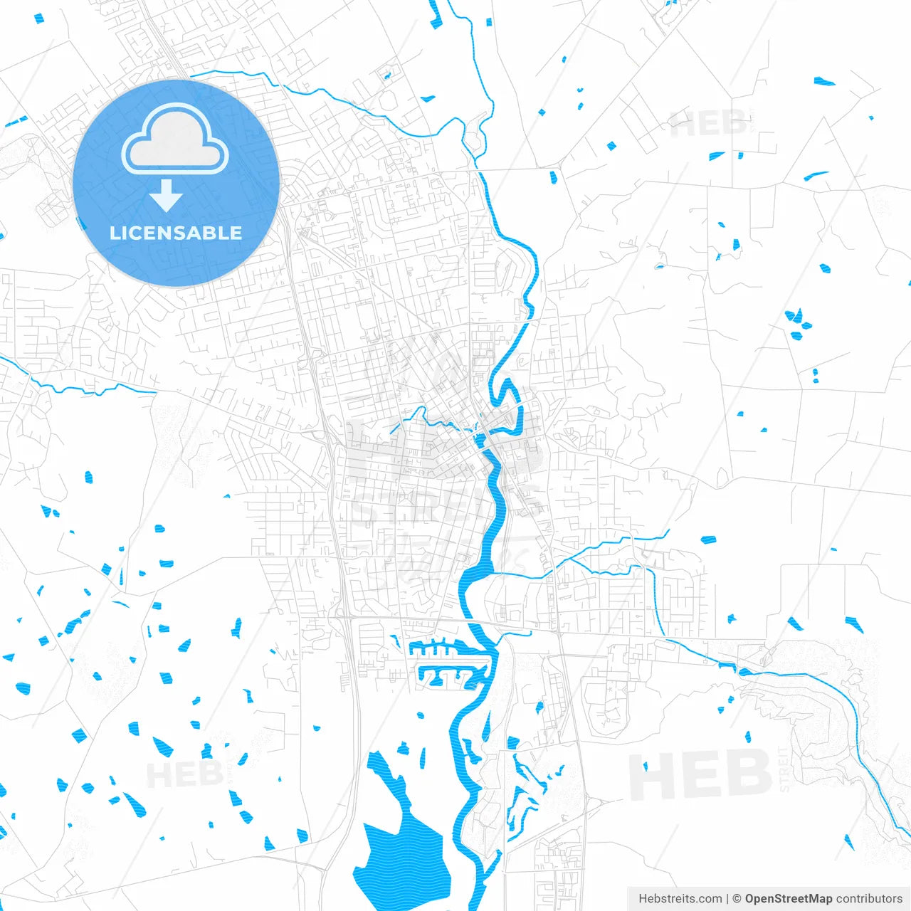 Napa, California, United States, PDF vector map with water in focus
