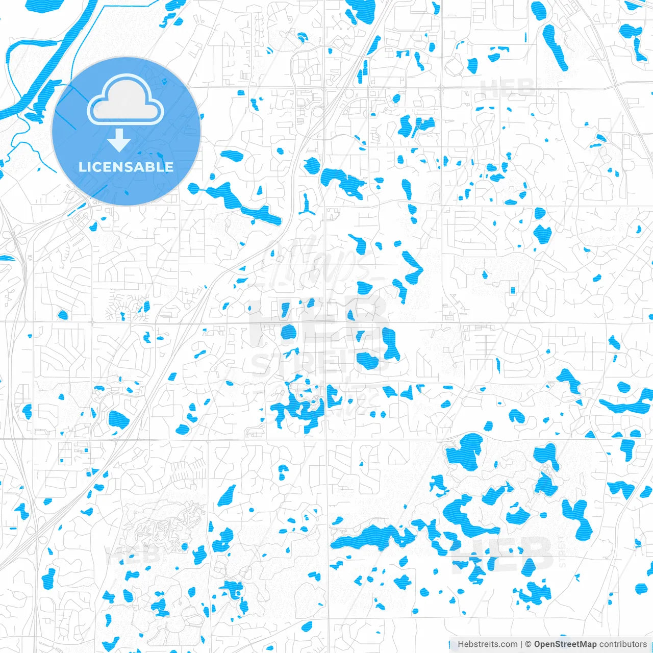 Eagan, Minnesota, United States, PDF vector map with water in focus