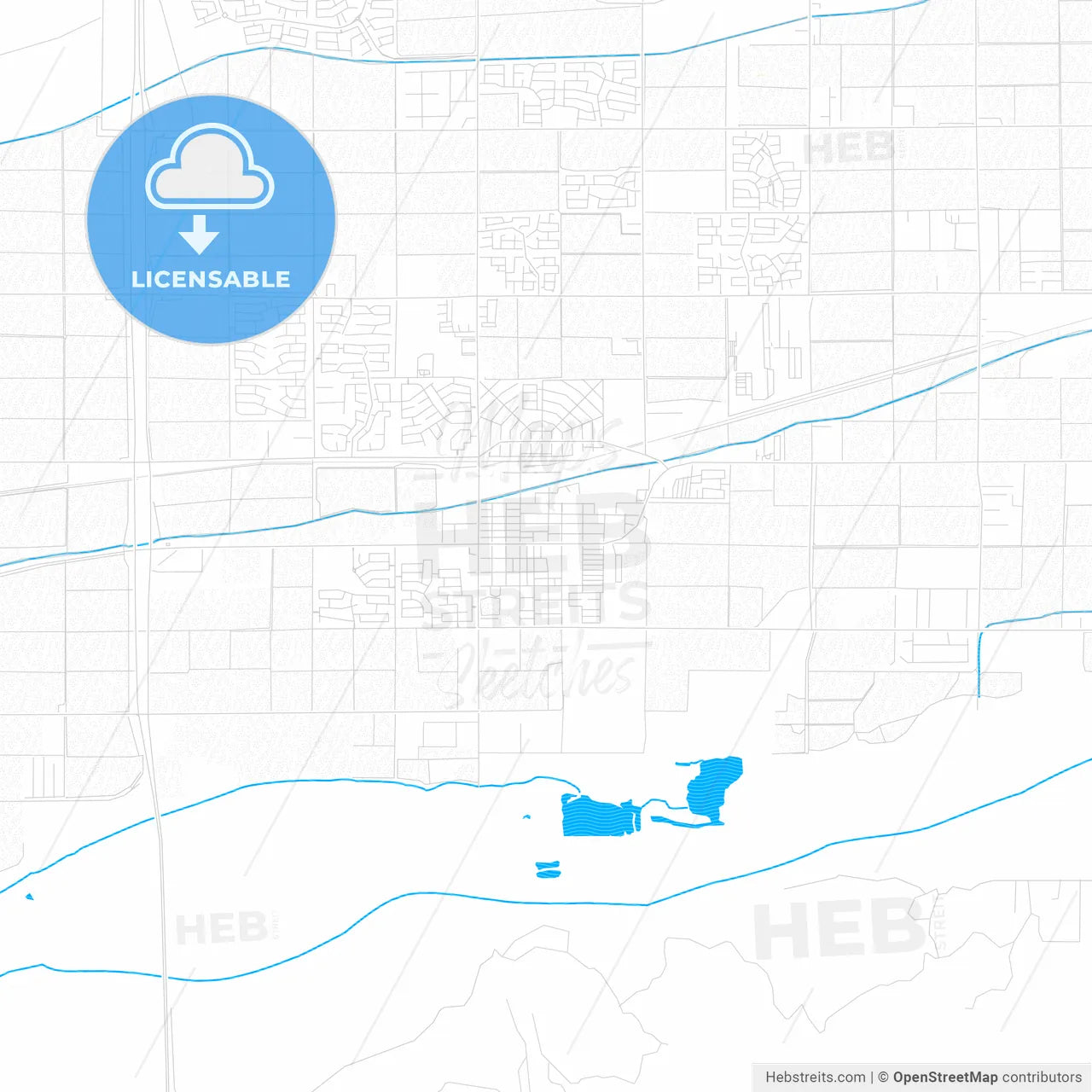 Buckeye, Arizona, United States, PDF vector map with water in focus