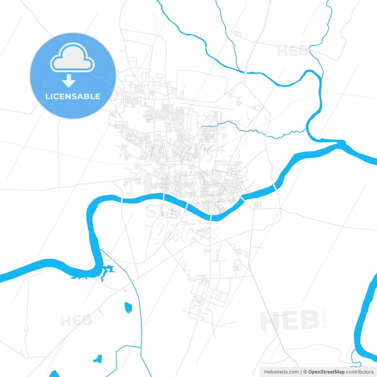 Nanded, India PDF vector map with water in focus