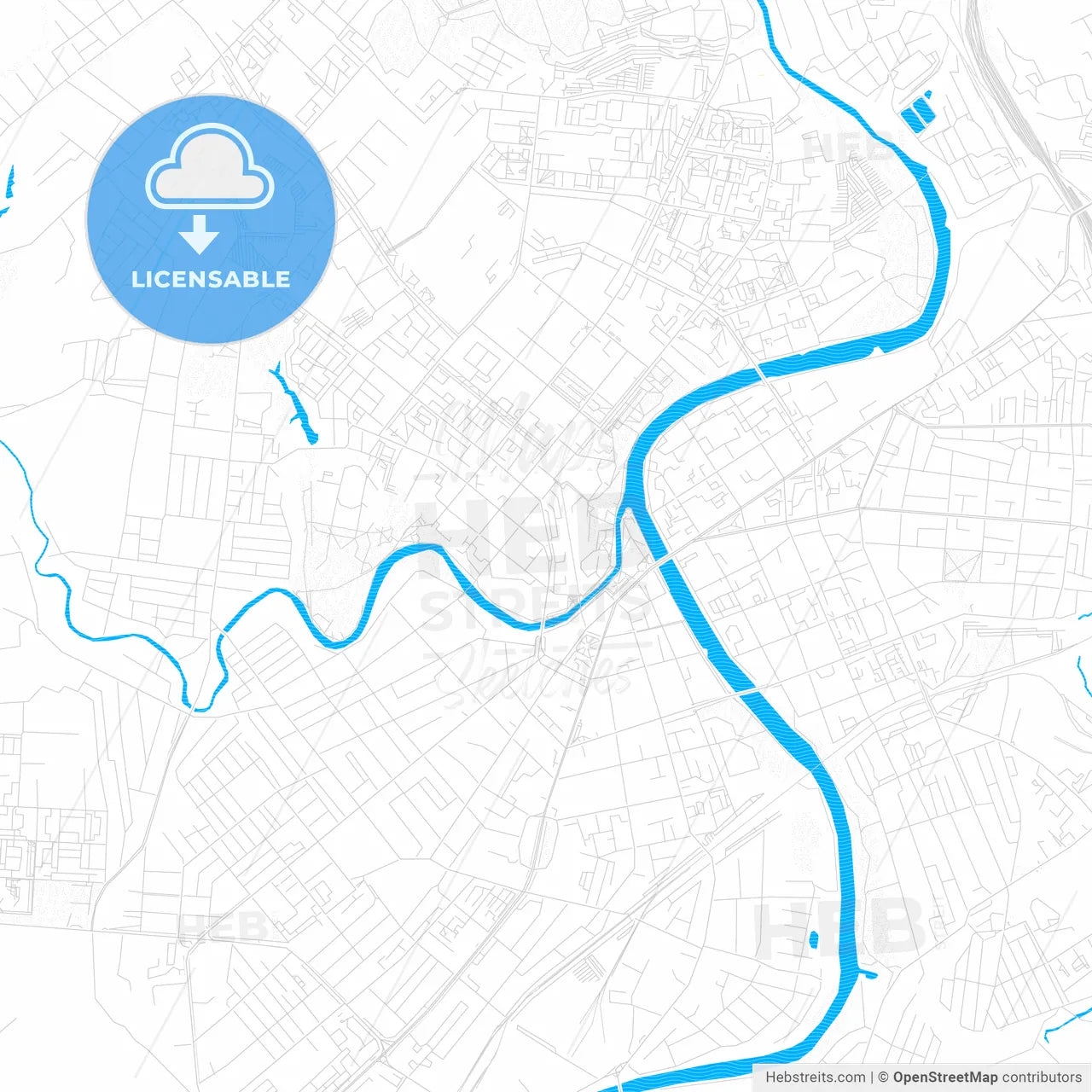 Oryol, Russia PDF vector map with water in focus