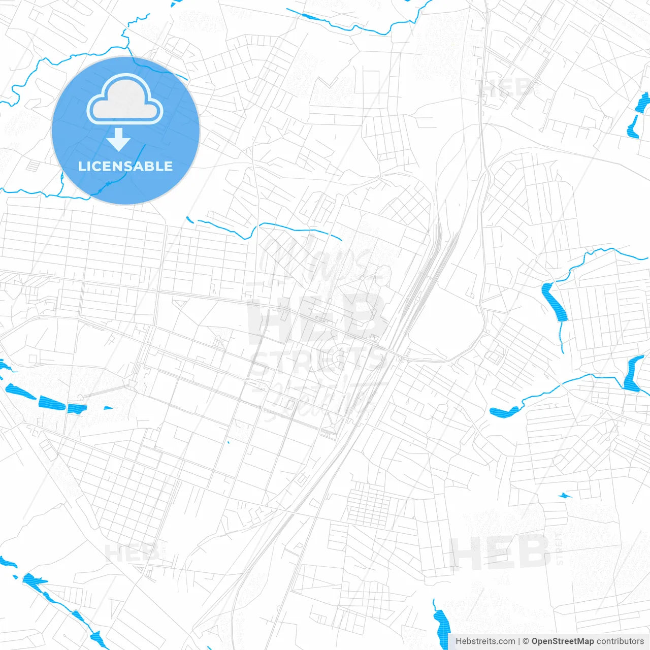 Horlivka, Ukraine PDF vector map with water in focus