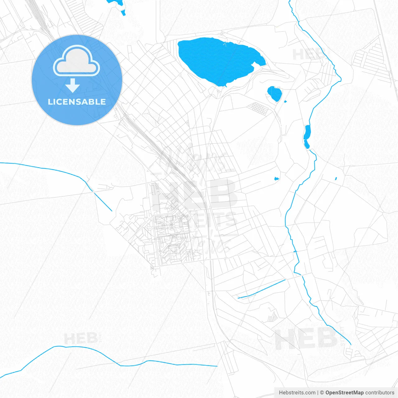 Avdiivka, Ukraine PDF vector map with water in focus
