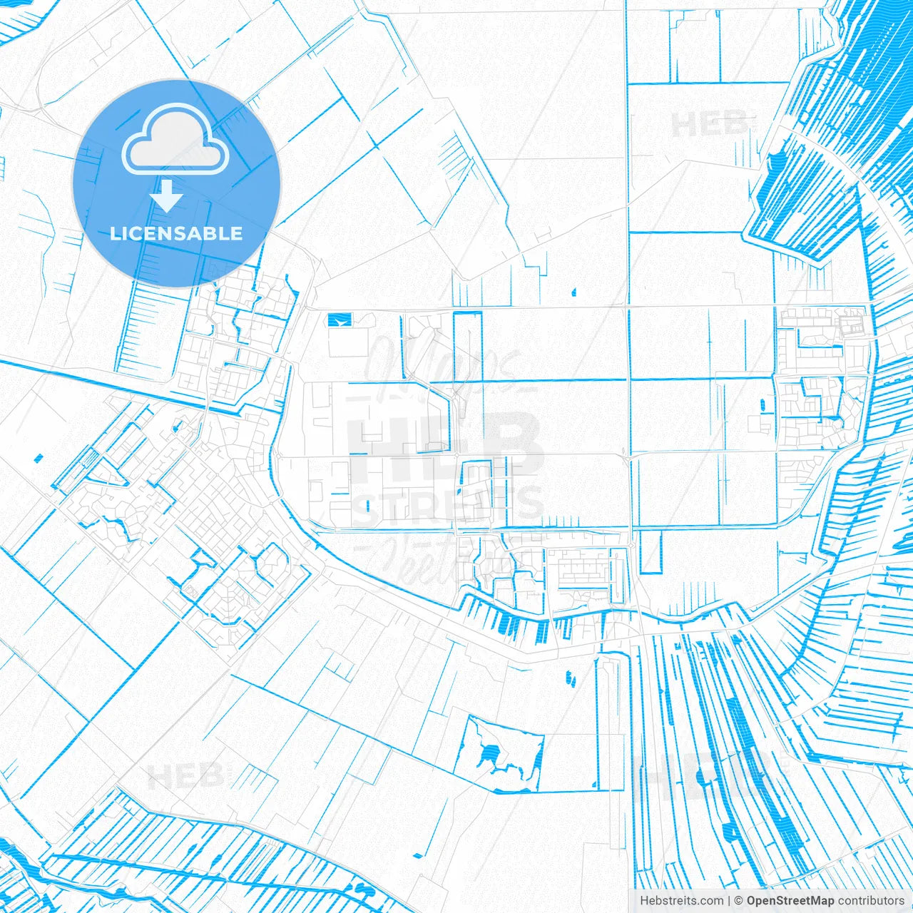 De Ronde Venen, Netherlands PDF vector map with water in focus