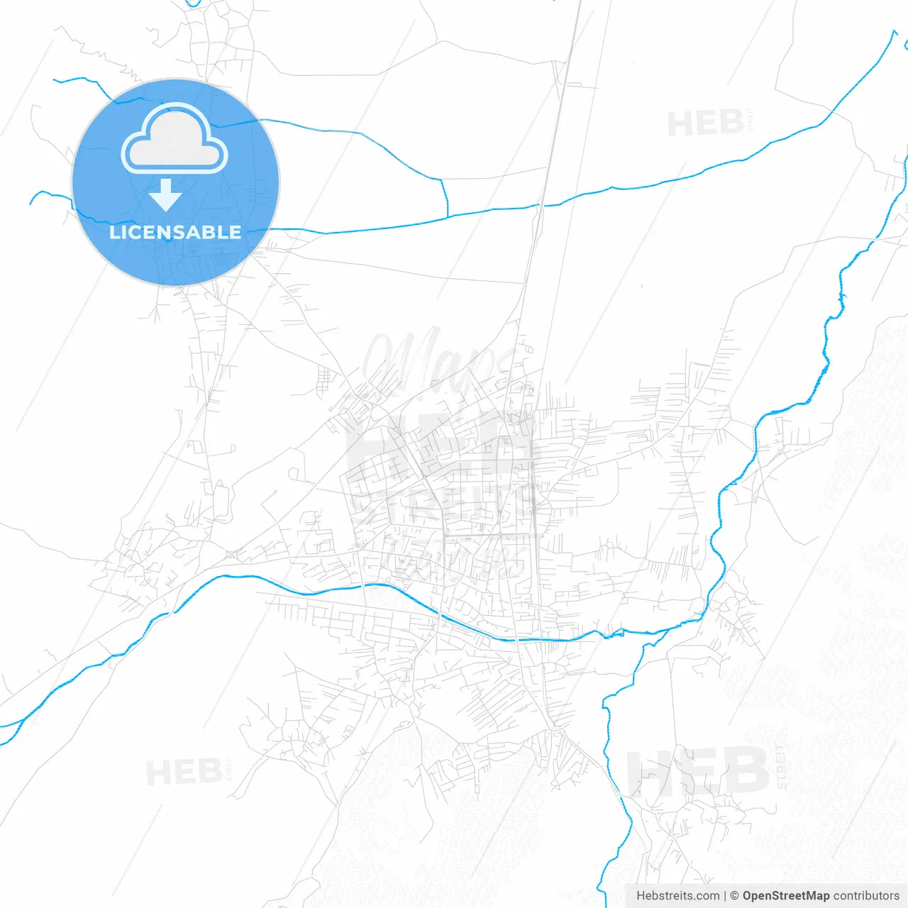 Gostivar, North Macedonia PDF vector map with water in focus
