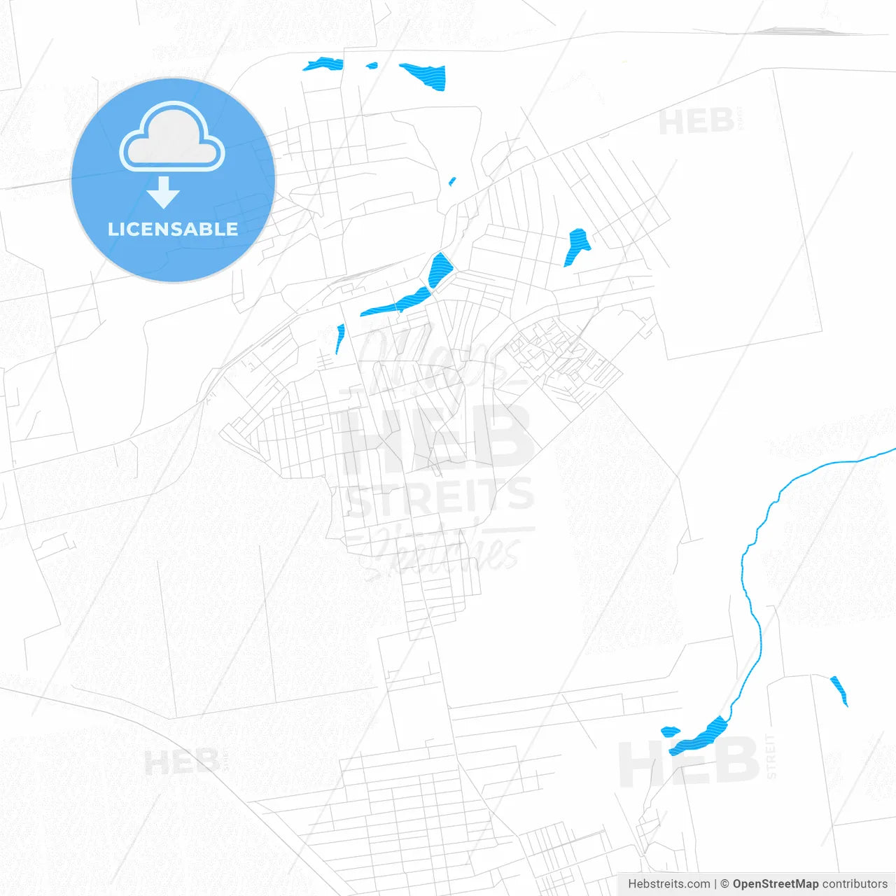 Myrnohrad, Ukraine PDF vector map with water in focus
