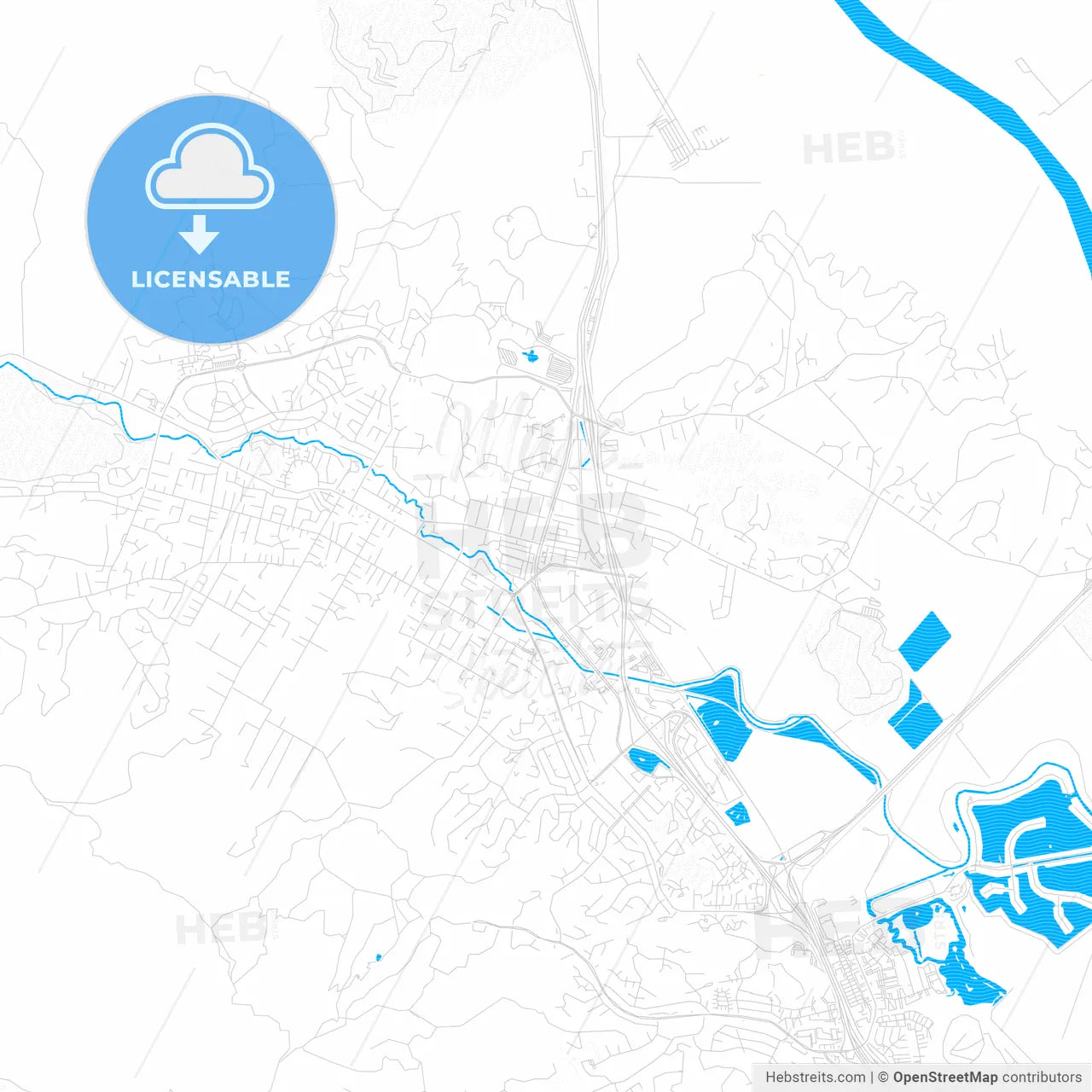 Novato, California, United States, PDF vector map with water in focus