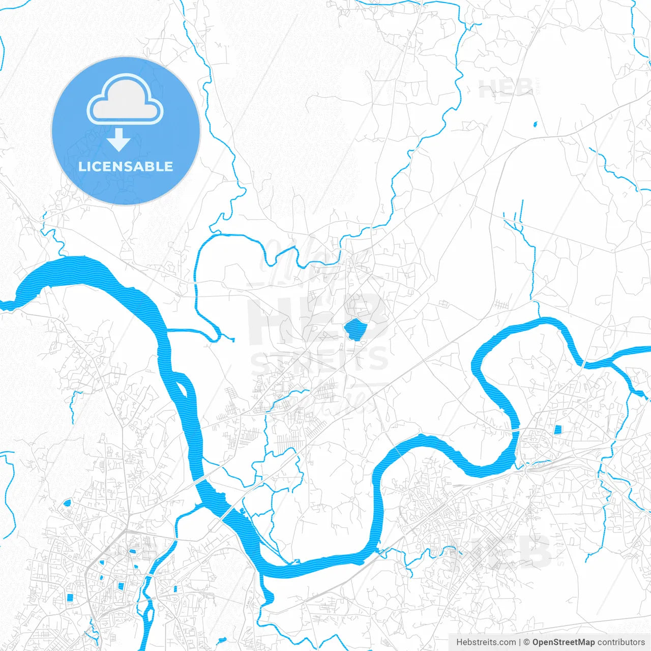 Bhiwandi, India PDF vector map with water in focus