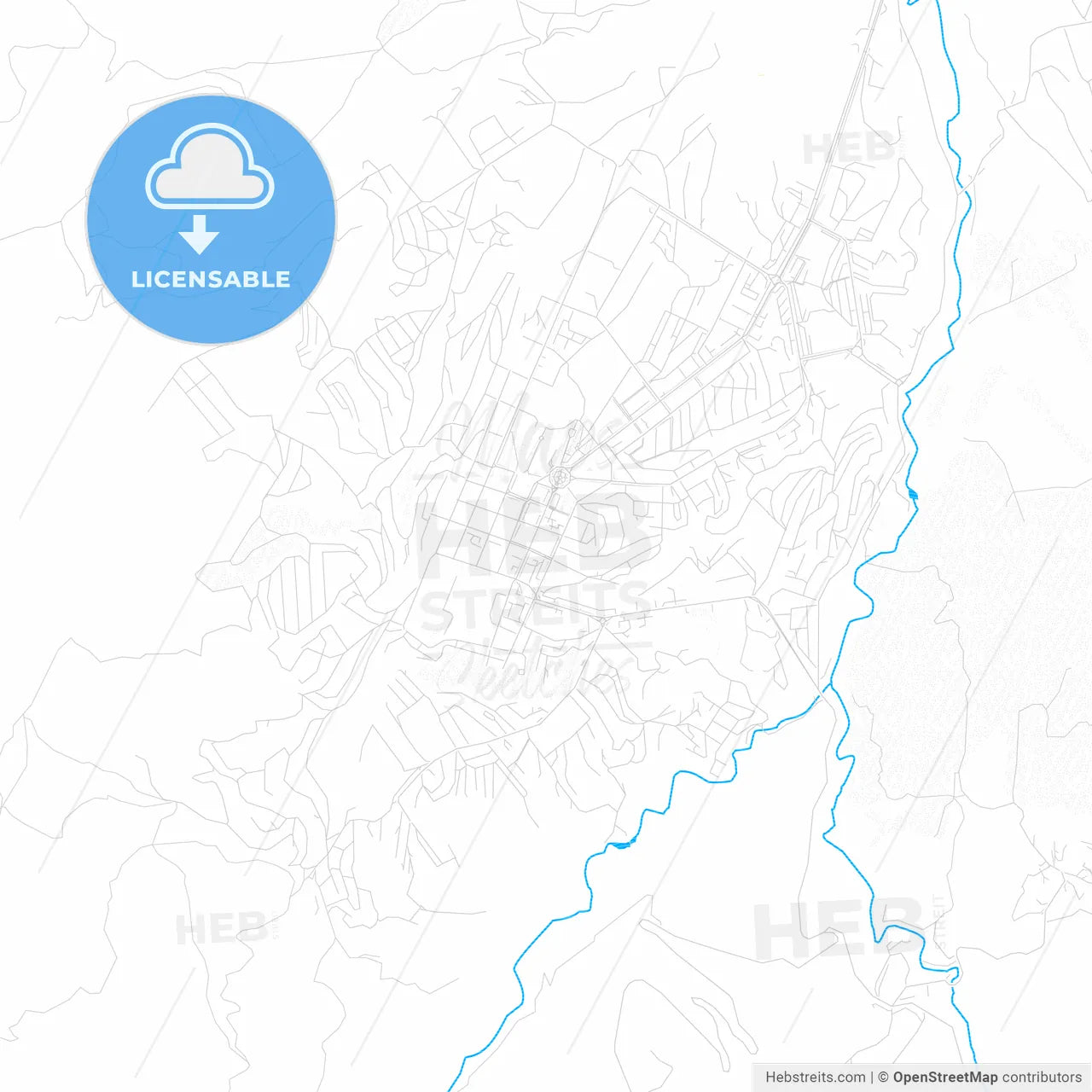 Khankendi, Azerbaijan PDF vector map with water in focus