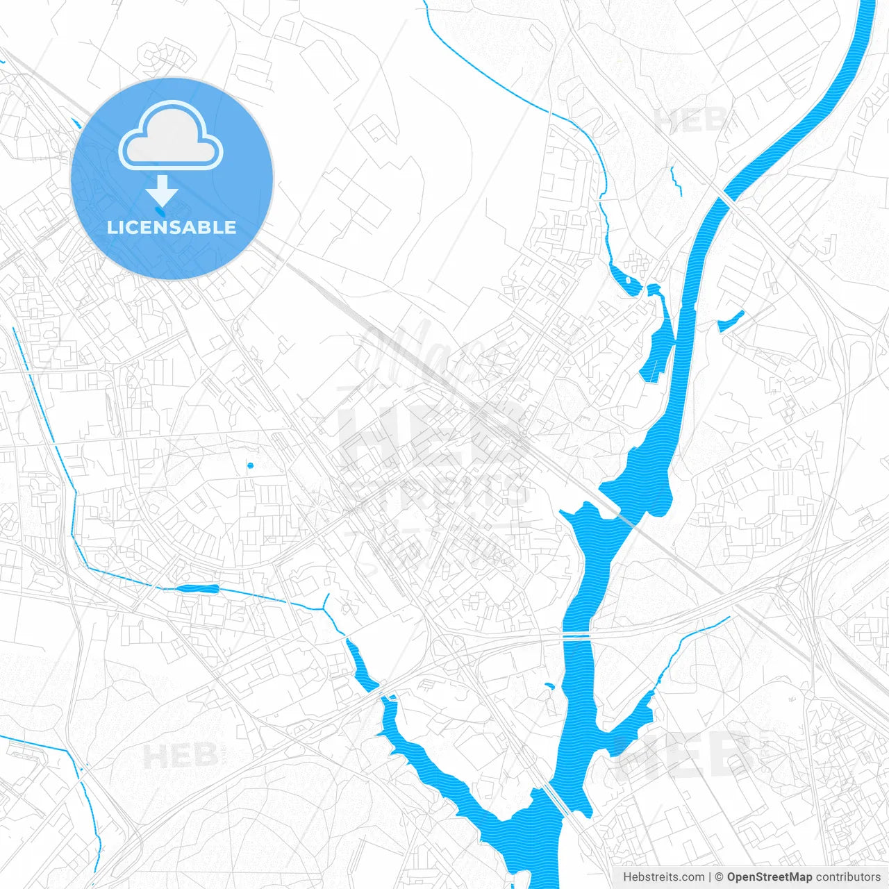 Khimki, Russia PDF vector map with water in focus