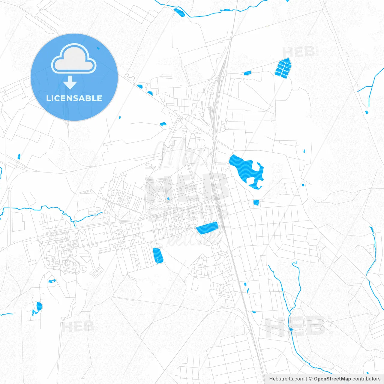 Lobnya, Russia PDF vector map with water in focus