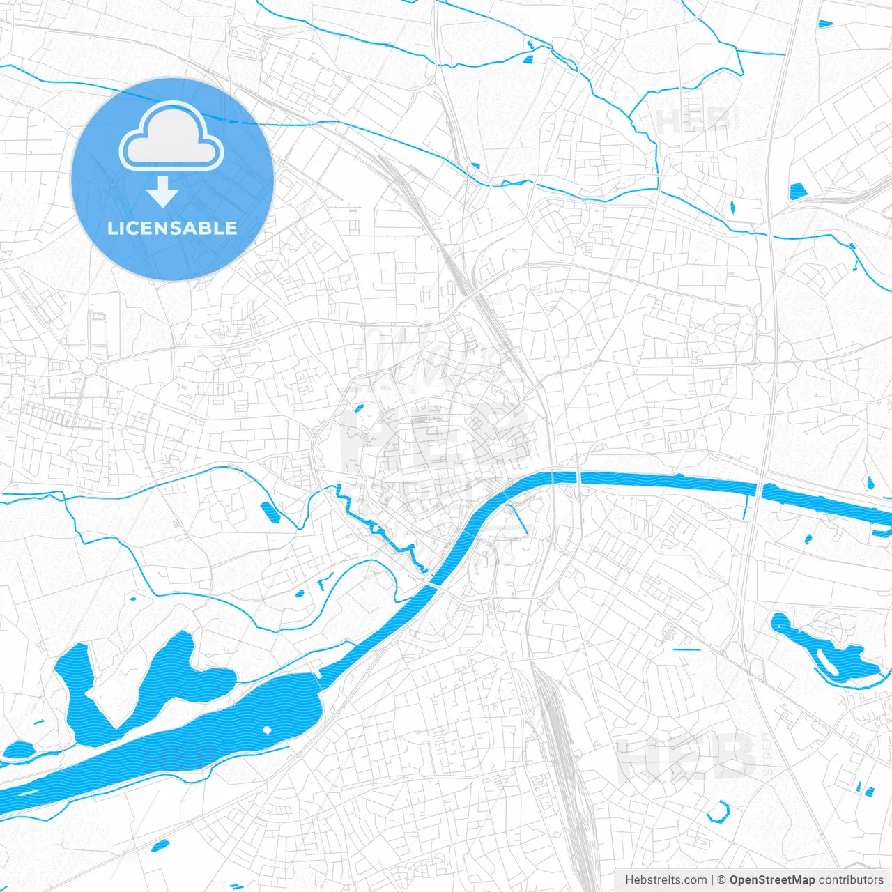 Ingolstadt, Germany PDF vector map with water in focus