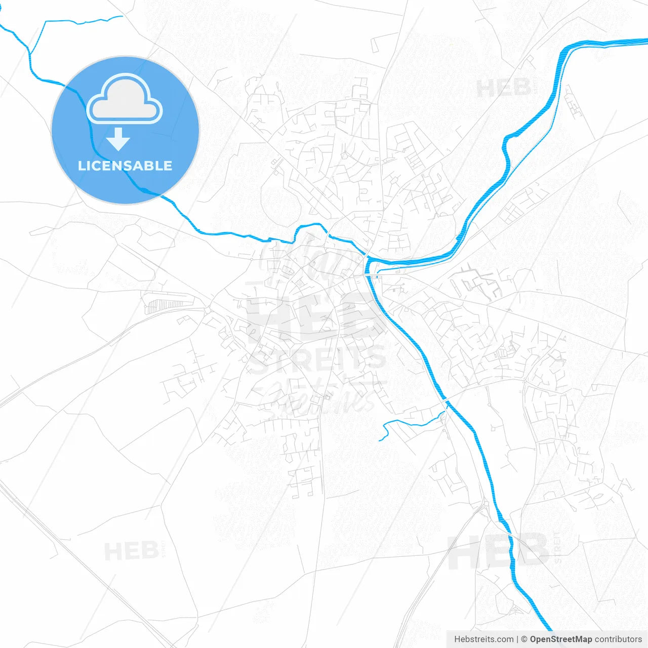 Navan, Ireland PDF vector map with water in focus