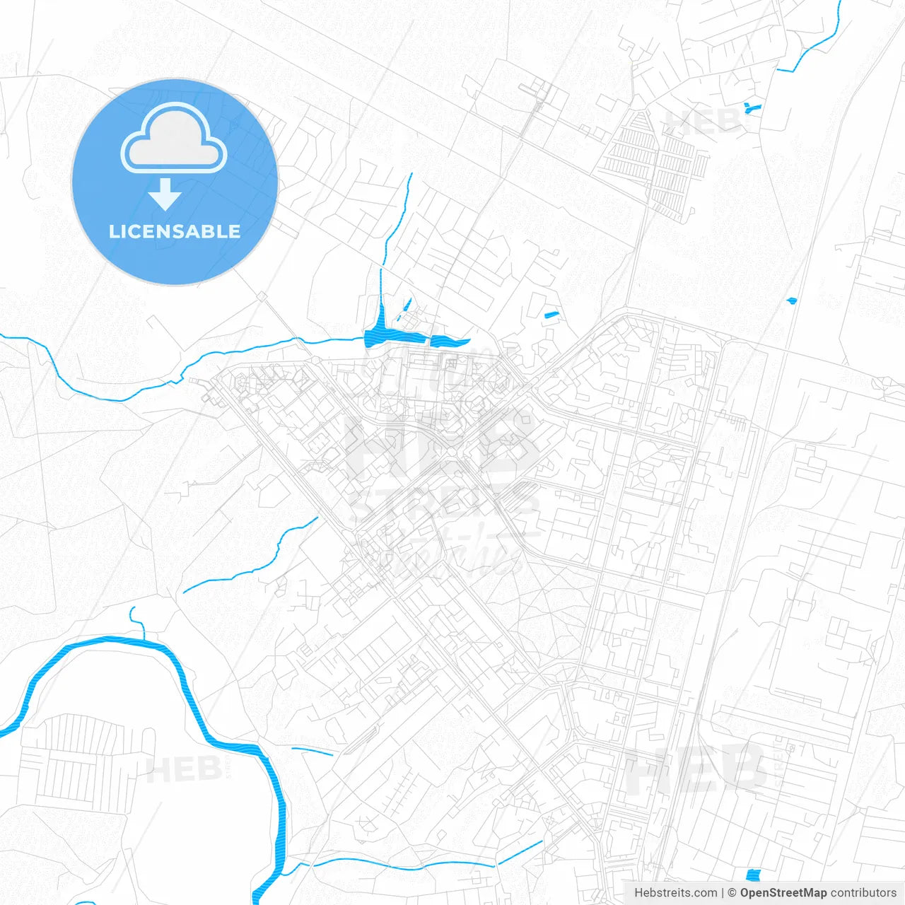 Obninsk, Russia PDF vector map with water in focus