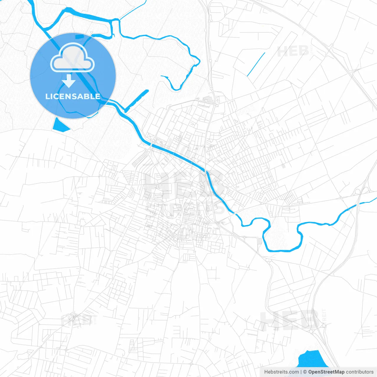 Chiclana de la Frontera, Spain PDF vector map with water in focus
