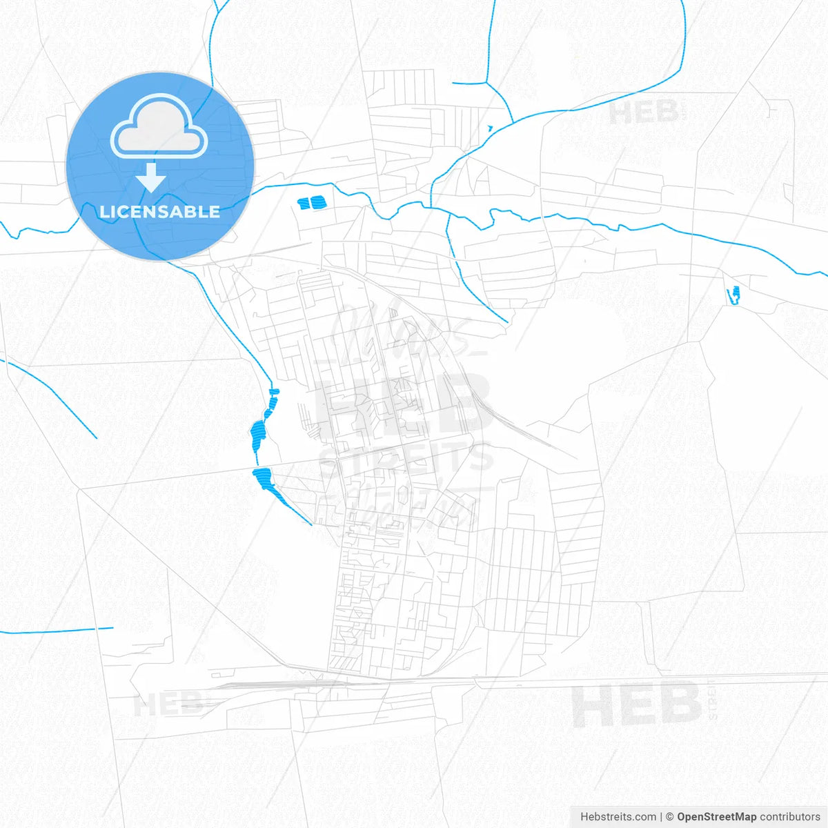 Dobropillia, Ukraine PDF vector map with water in focus