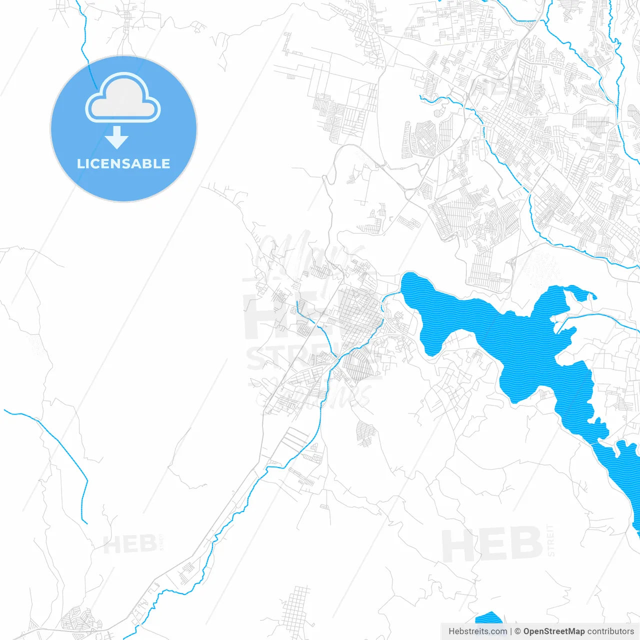 Amatitlán, Guatemala PDF vector map with water in focus