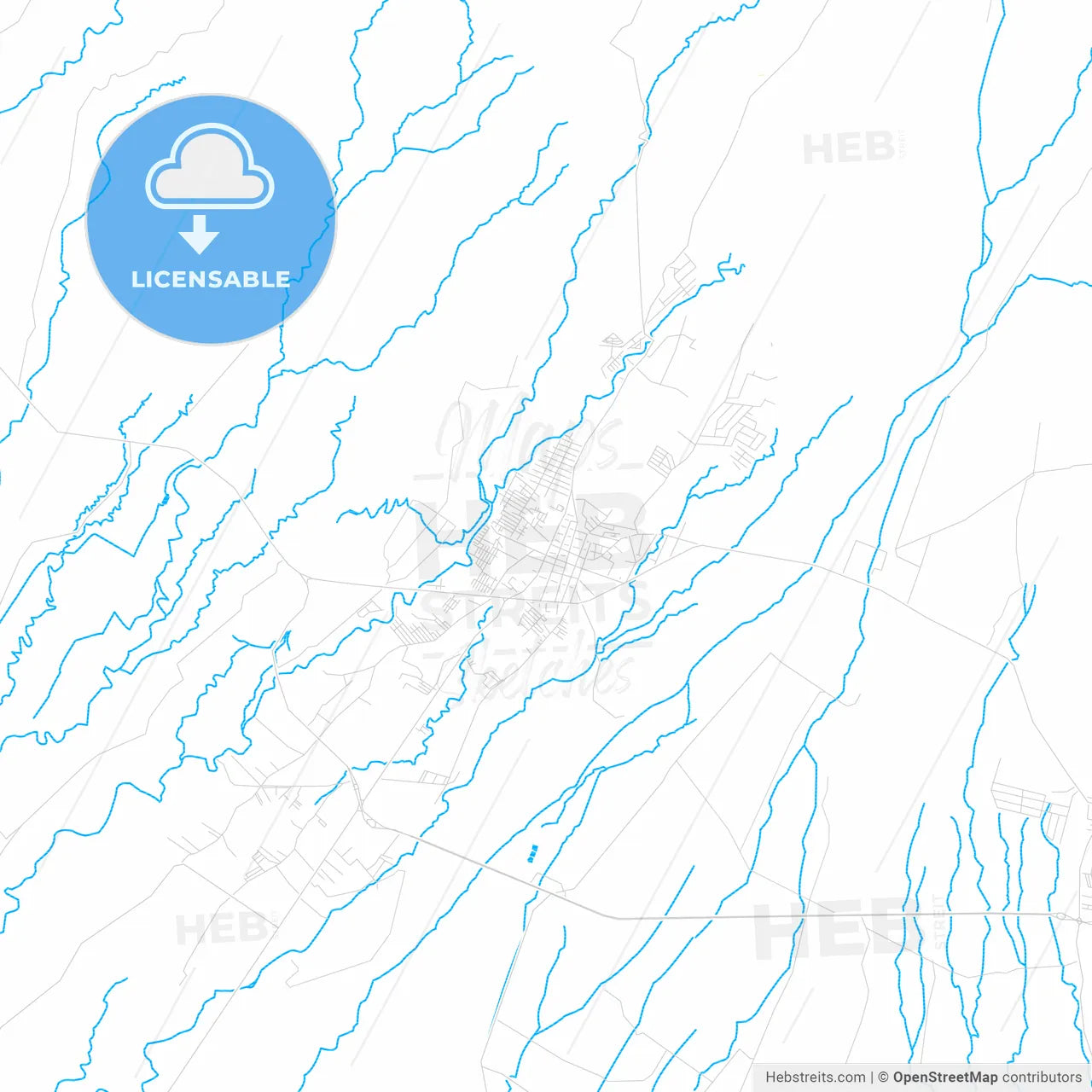 Santa Lucía Cotzumalguapa, Guatemala PDF vector map with water in focus